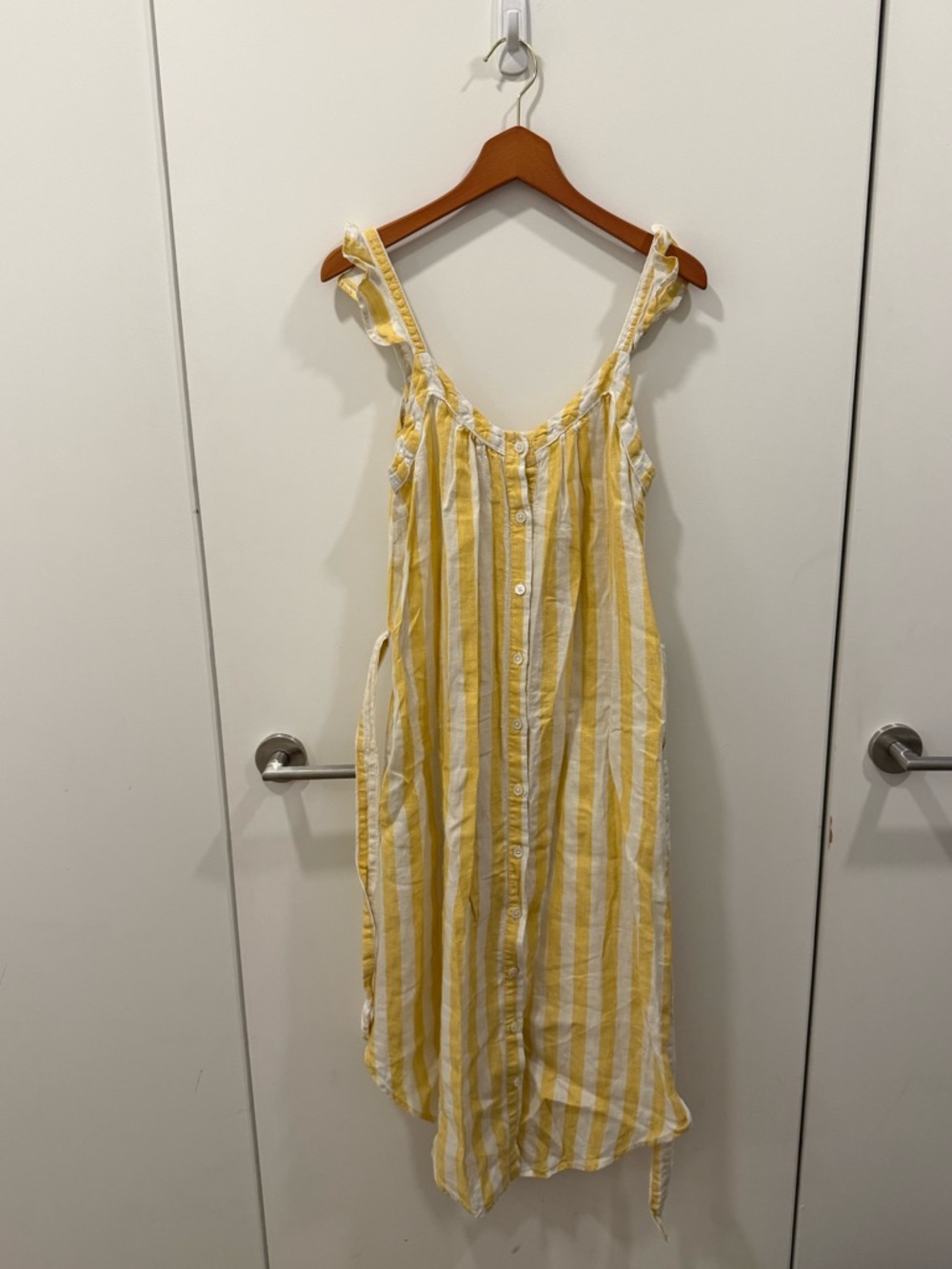 Birds of Paradise by Trovota yellow and white strip dress. Size S small
